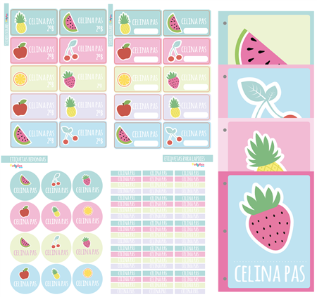 Set ESCUELA. Stickers y separadores (Tematica a elección)